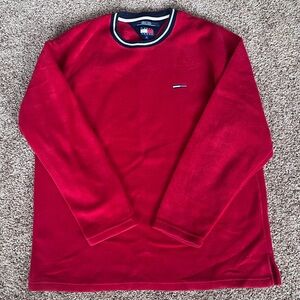Vintage Y2K Tommy Hilfiger Red Fleece Pullover Crewneck‎ Sweatshirt